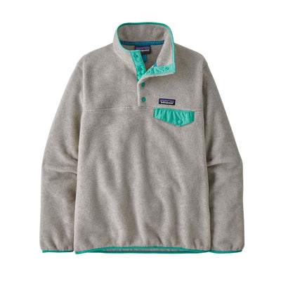 Patagonia Women's Lightweight Synchilla Snap-T Pullover 2023 OATMEAL HEATHER/TEAL