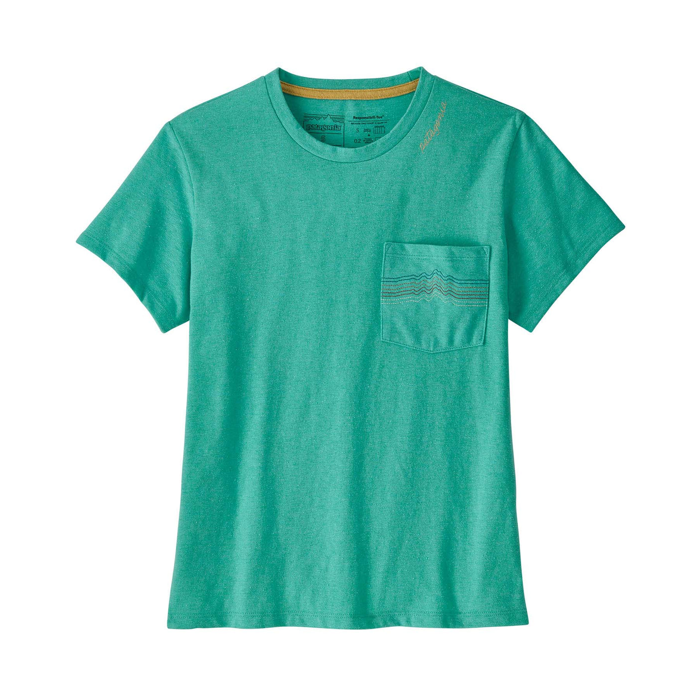 Patagonia Women's Ridge Rise Stripe Pocket Responsibili-Tee 2023 FRESH TEAL