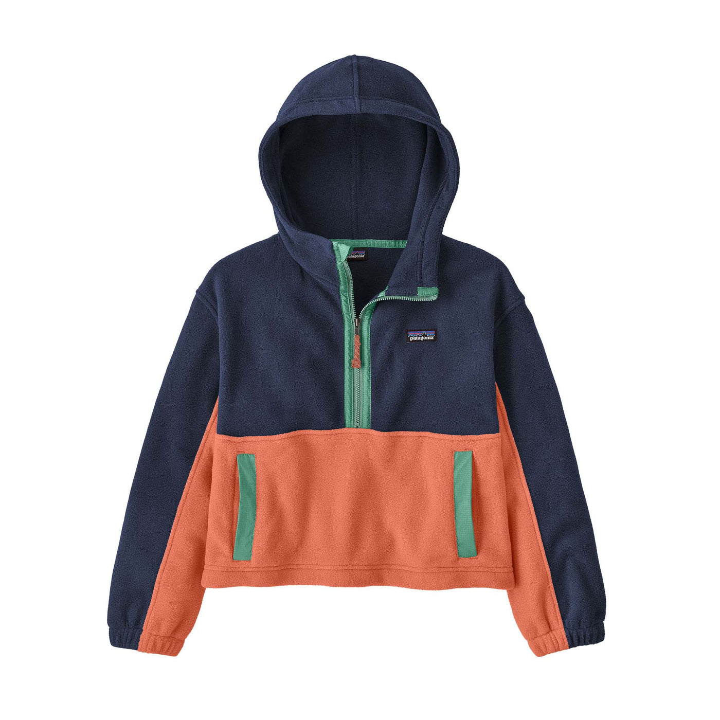 Patagonia Kids' Microdini Cropped Hoody Pullover 2023 NWCO NEW NAVY W